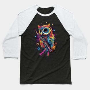 Flute Dreamscape: Psychedelic Owl's Psytrance Harmonies Baseball T-Shirt